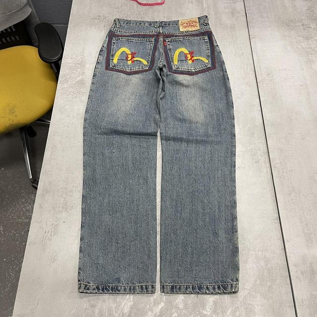 Blue and yellow Evisu jeans W32L33