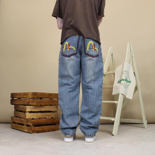 Blue and yellow Evisu jeans W32L33