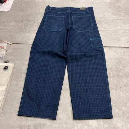 Navy checkered baggy carpenter jeans W38