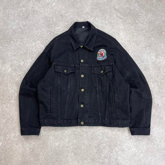 Embroidered denim trucker jacket